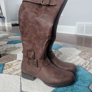 Brown Wide Calf Riding Boots